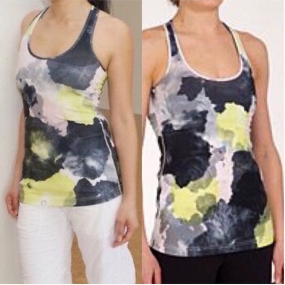 LULULEMON Green Watercolor Tinted Canvas Cool Racerback Tank Top - Picture 1 of 8